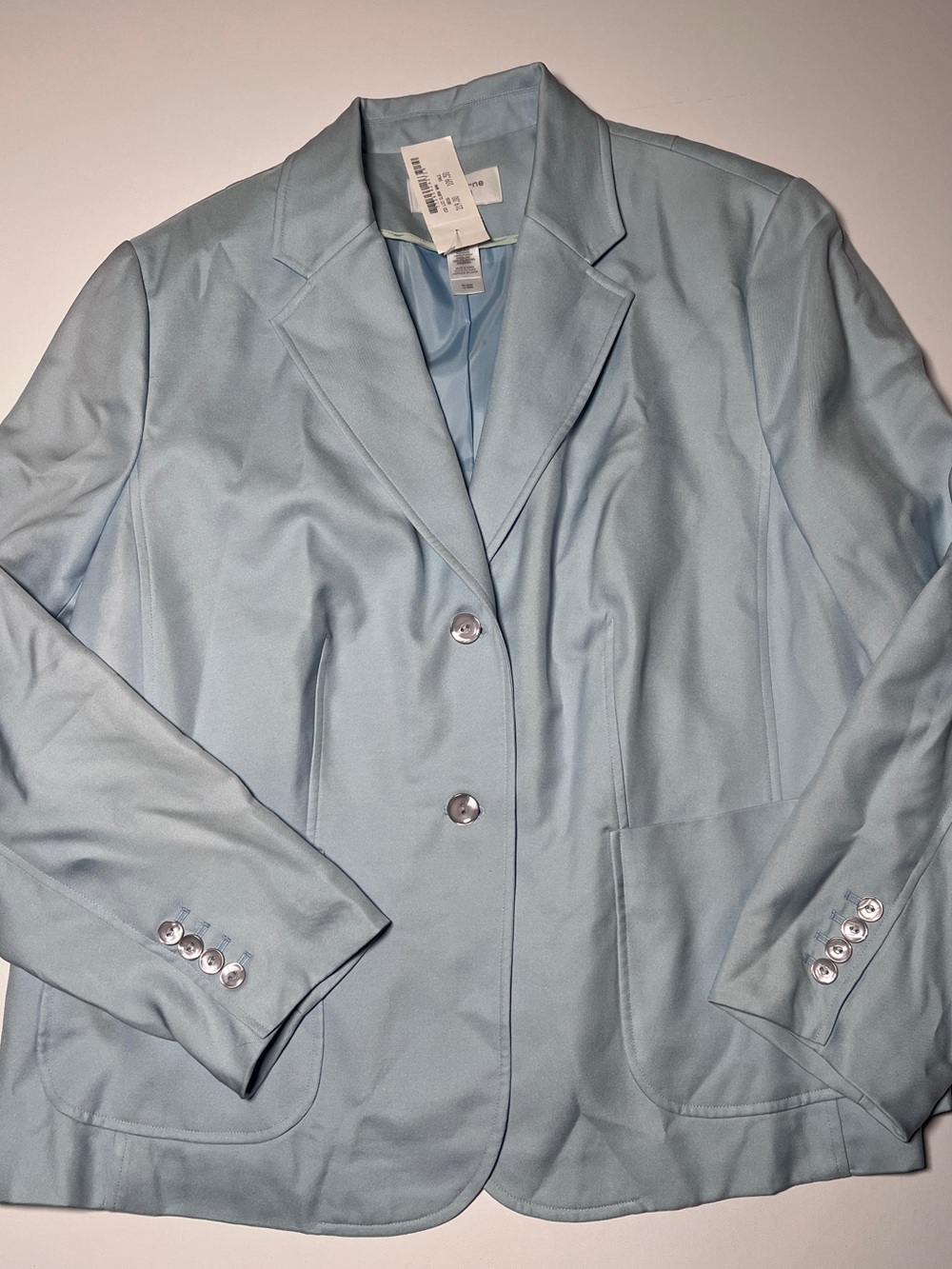 NWT Liz Claiborne 100% Silk Plus Size Baby Blue Suit Blazer 18W